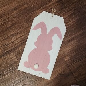 New Pink Bunny Cottonball Poof Wall Decor
